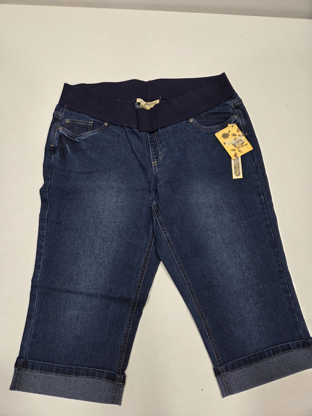 Maternity Navy Waistband Dark Blue Jean Shorts